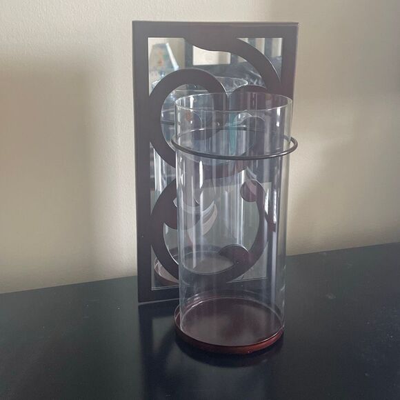 Decorative Brown Metal & mirror Wall mounted glass candle holder sconce decor - Picture 2 of 10